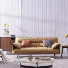Yellow-brown Cloth Material Sofa Bed Sponge And 3D Cotton Filling Sofa Bed Manufactory