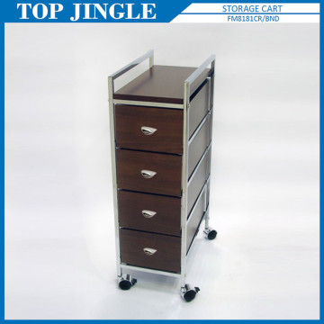 4-tier Mdf Narrow Hard Case Drawer Trolley Cart