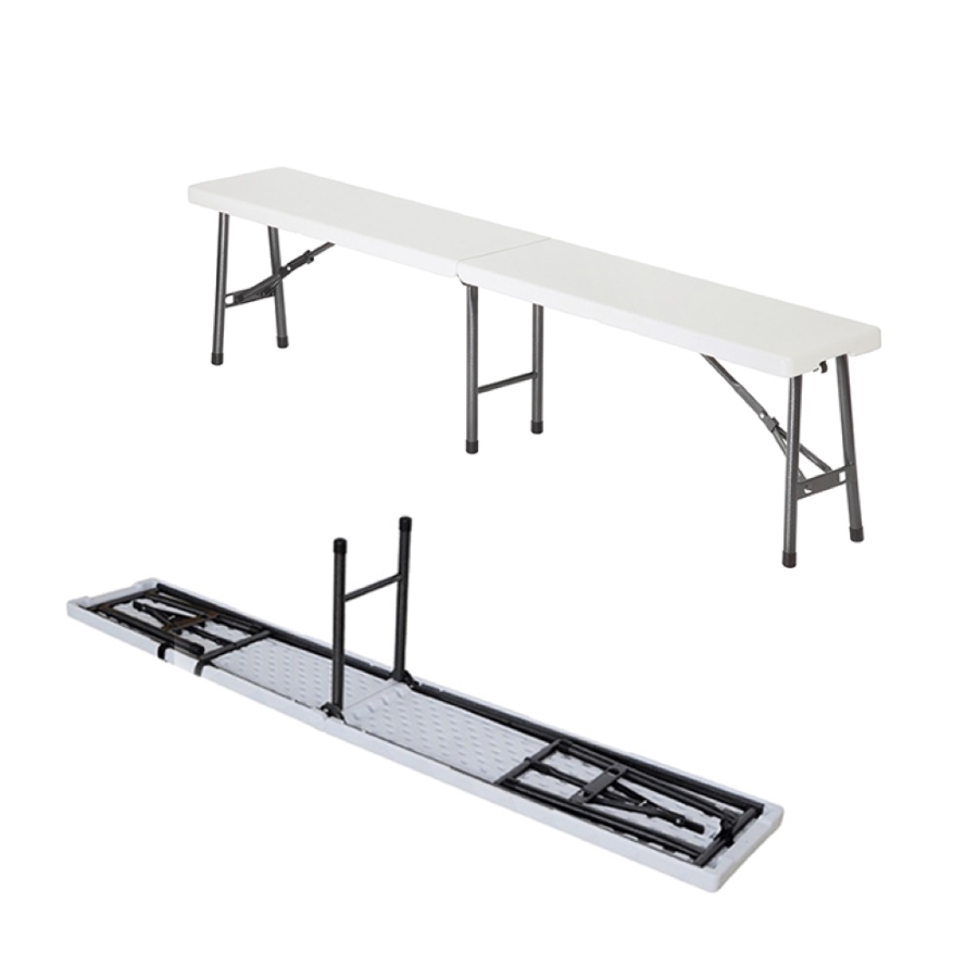 Blow molded plastic folding bench