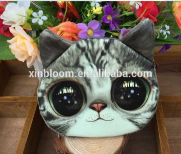 creative lovely cartoon 3D animal cat dog baymax elephant face reflective plush small money coin change bag with zipper