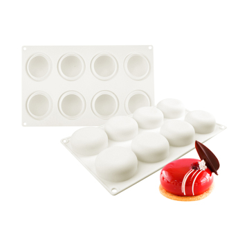 YQYM 8 Hole Drum Mousse Cake Mold - French Dessert Silicone Baking Cake Mold