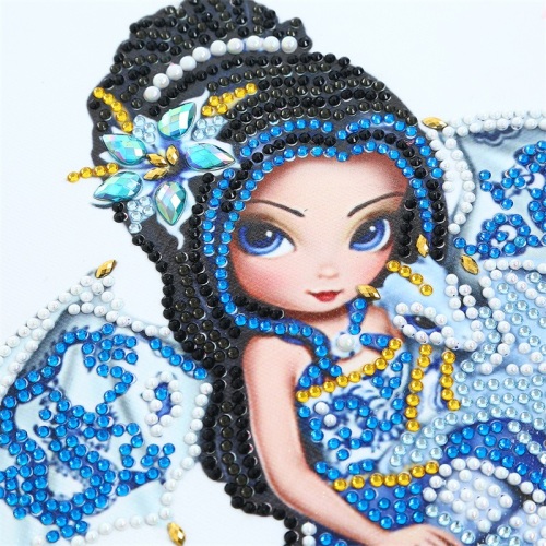 Moda de dibujo de diamante de niña de dibujos animados azul