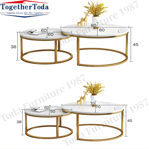 Set di tavolini da tavolino in marmo in metallo