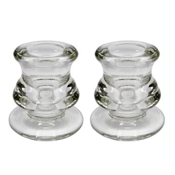 Transparent Clear Glass Taper Candle Holders