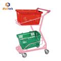 China Pink Grocery Hand Shopping Basket Trolley Supplier