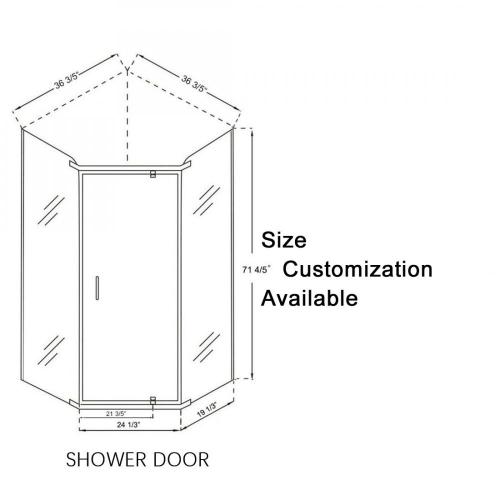 SALLY Neo-Angle Brush Nickle Shower Enclosure Pivoted Door