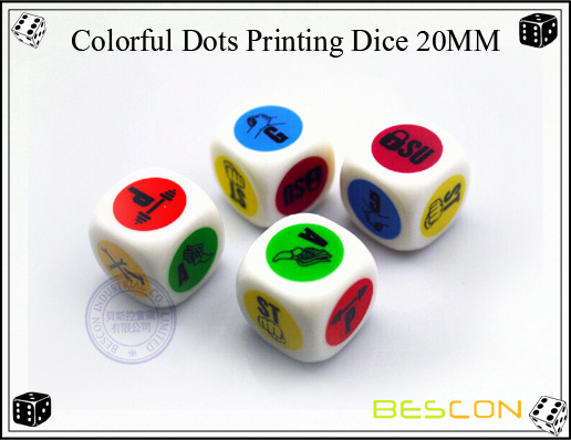 Colorful Dots Printing Dice 20MM