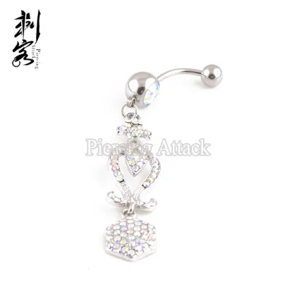 Surgical Steel AB Crystal Hanging Belly Button Rings
