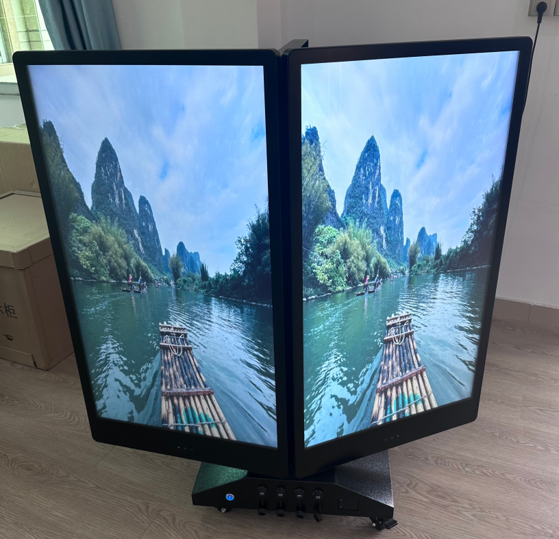 Ultra geniş görüş açısına sahip V şeklinde dış mekan çift taraflı LCD reklam ekranı