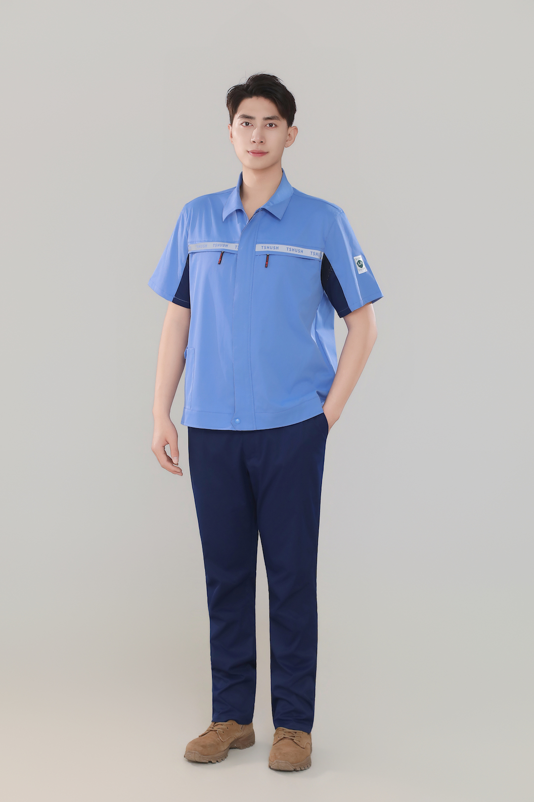 গ্রীষ্মের ছোট হাতা শীর্ষ - নীল ধূসর