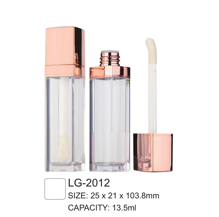 13.5ml正方形のプラスチック空のリップグロスチューブパッケージブラシ付き透明ボトルコンテナLG-2012