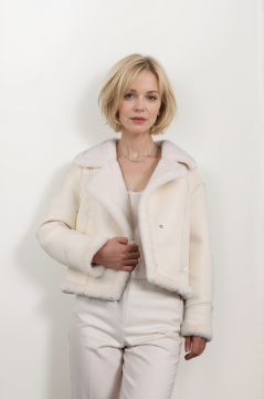 2024 Women's PU bonded fake fur jacket