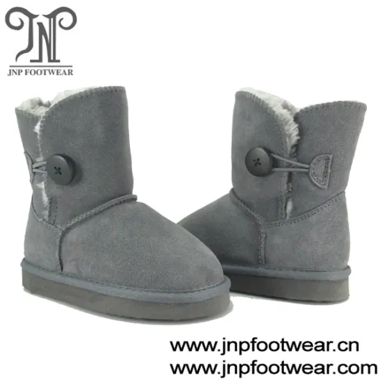 Wholesale kids leather boots with fur lining