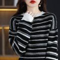 Vintage Crew Coun Contrast Stripe Ladies Pull