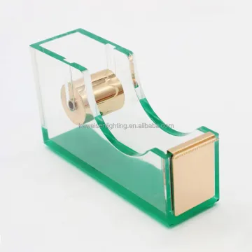Wholesale Custom Clear Green Acrylic Body Rose Gold Metal Core Tape Holder for Desktop - Plastic Paper Adhesive Tape Dispenser