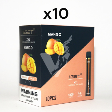 IGET XXL VAPE DISPOSITIVO DESPODADE DESPONSELHO 1800 PUFFS