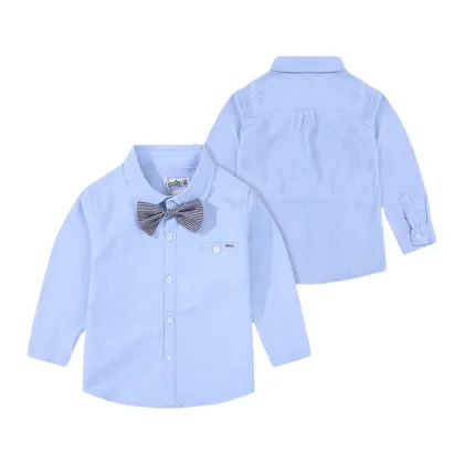Custom Boys Multicolour Long Sleeve Cotton Shirt - Wholesale Kids Bow Shirt Brand