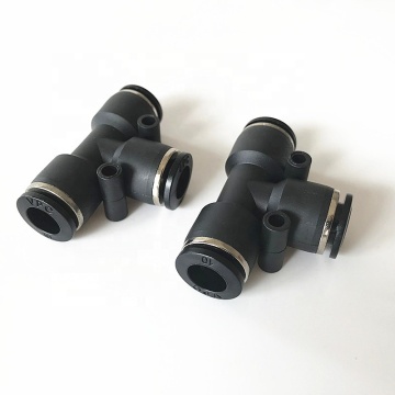 Plastic Tee Shape Union Air Connector 8mm Pneumatic Fitting