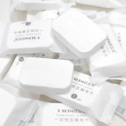 Disposable Mini Coin Compressed Face Towels for Aircraft Travel - Bulk Custom Compressed Cotton Towels