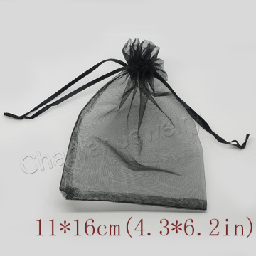 11*16cm black jewelry packing drawable organza bags , wedding gift bags & pouches