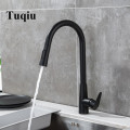 Tuqiu Kitchen Faucet Black Pull Out Kitchen Tap Brushed Gold Pull Down Kitchen Mixer Rotating Sink Faucet Mixer Tap SUS 304