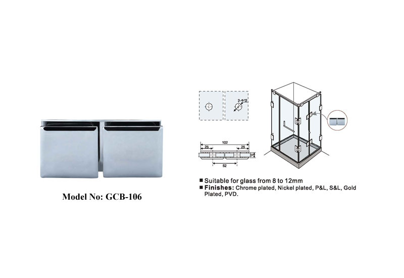 Heavy Duty Glass To Glass Shower Door Clamp B