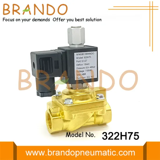 322H75 1/2'' 40 bar Brass Normally Open High Pressure Solenoid Valve DC12V DC24V AC24V AC110V AC220V
