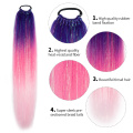 Alileader 110g Multi Colors Highlight Silk Hair Tinsel Straight Kids Ponytail Braids Extension with Elastic Rubber Band