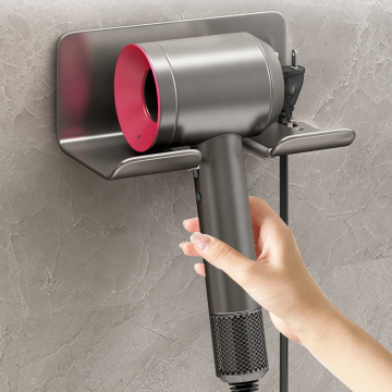 White Gun Grey Bathroom Aluminum Hair Dryer Storage Holder