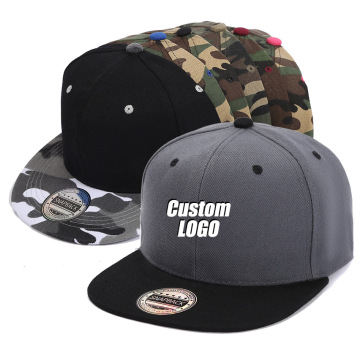 Custom Logo Embroidery Flat Brim Snapback Caps for Men