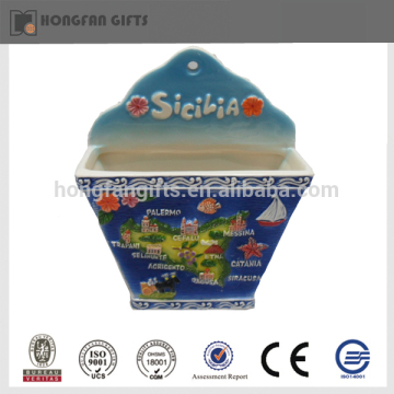 personalized ceramic blue sicilia souvenir flower pot