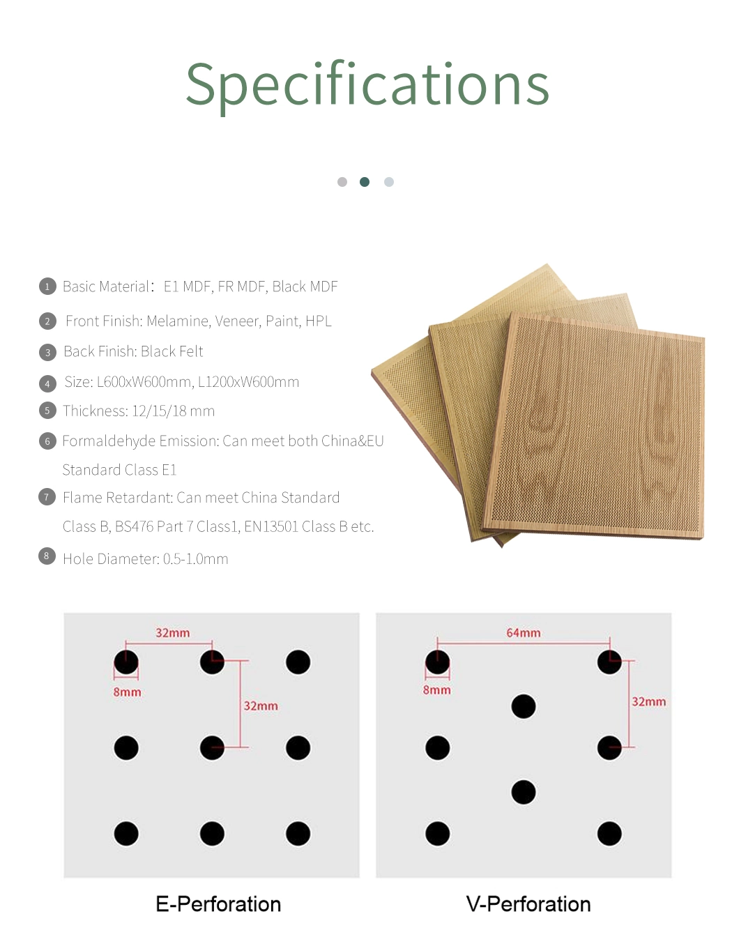 Noise Reduction MDF Board Perforated Wood Acoustic Panels Perforated Timber Acoustic Panels