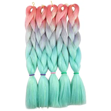 Wholesale Synthetic Hair Extension High Quality Glitter Colorful Tinsel Hair 24 Inch Jumbo Braiding Hair With Women