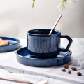 Reactive Glaze Latte Cups Tazas de Cafe de Ceramica Latte Coffee Cup and Saucer Ceramic Cappuccino Mug Porcelain