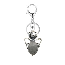 Labradorite 13X18mm Cabs Antique Silver Alloy Spider Pendant Keychain