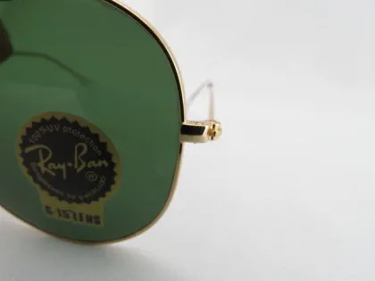 Oem Ray Ban Small Aviator Rb3407 Green Sunglasses 58# Gold Mirror Lens