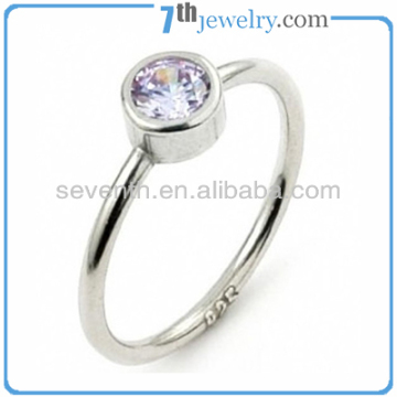 2014 Fashion Jewelry Simple Disign Bezel Setting CZ Diamond Tat Ring