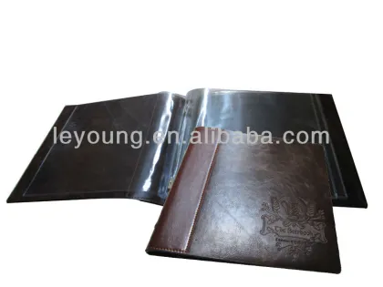 Transparent Sleeve leather menu cover holder for bar