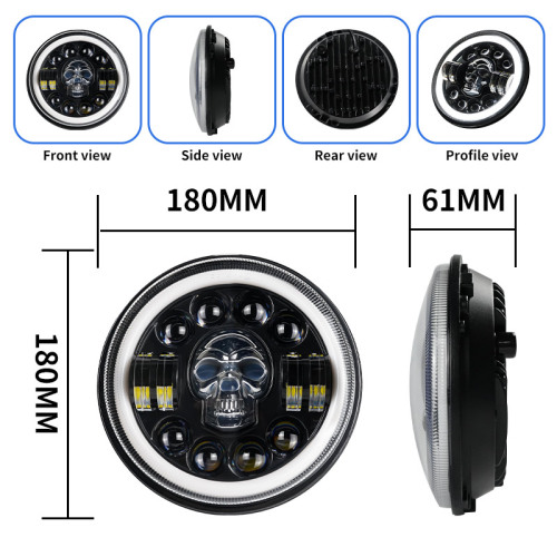 LiuHJG Skull 7 Inch 31W Motorcycle Driving Light LED Headlights