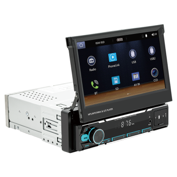 Karjoys 7" Retractable Touch Screen 1DIN Car Autoradio with USB/SD & Rear View Camera