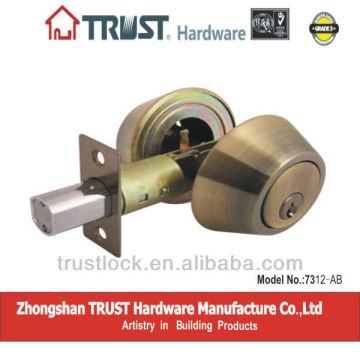 7312AB:TRUST ANSI Grade 3 Double Deadbolt Lock with brass cylinder
