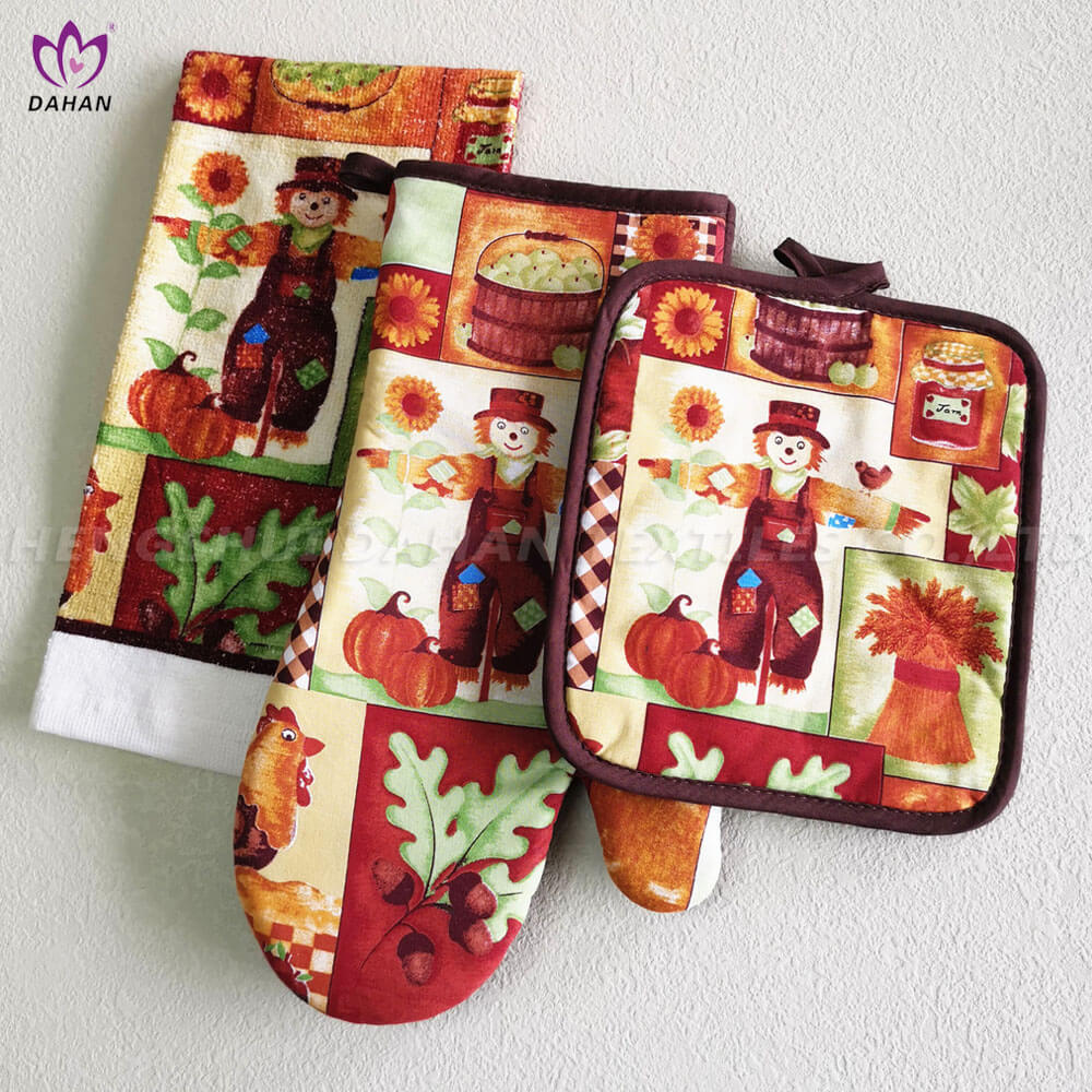 Printing Glove Potholder Cotton Towel Set 3 Pack5