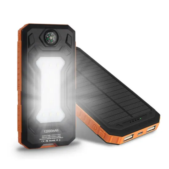 OEM Portable led light SOS Mobile Battery Charger 10000mah Solar Power Bank For Outdoor