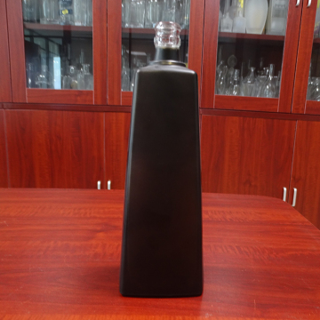 375ml 750ml matte black colored customized design vodka glass bottle