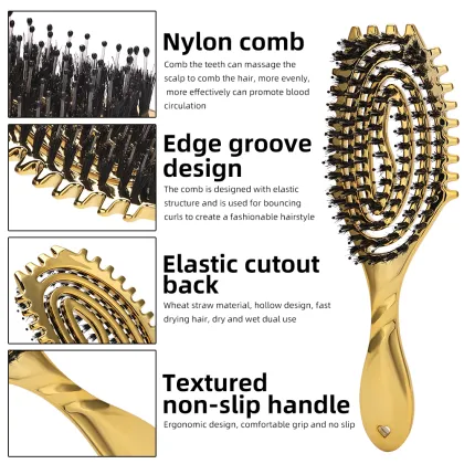 Salon Nylon Bristle Hair Massage Comb