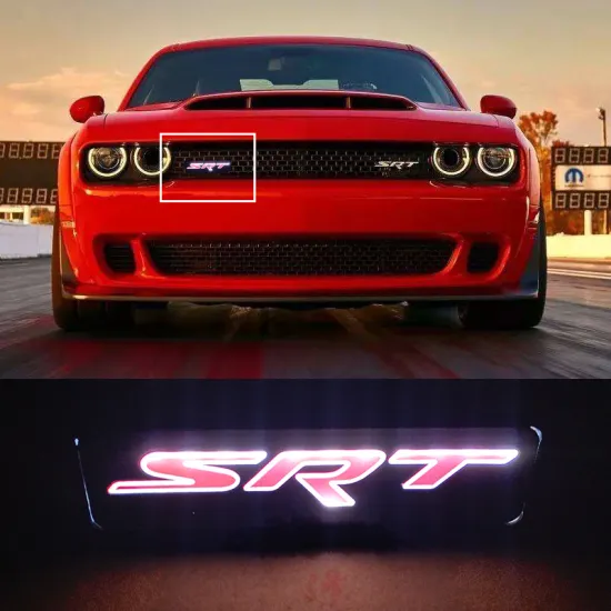 Charger SRT Viper Challenger Car Emblem Front Hood Grill Grille Bonnet Logo Led Light