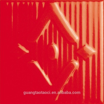 In stock 3"x6" glossy red bevelled ceramic subway tile