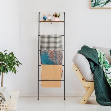 Standing Blanket Ladder with Storage Shelf