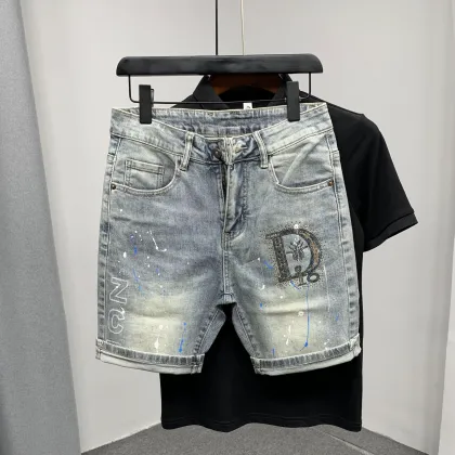 Cool Stylish Wrinkle-Resistant Slim Destroyed Denim Shorts for Men