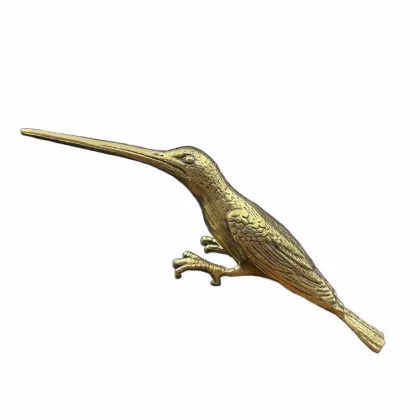 Solid Brass Hummingbird Ornament - Miniature Kingfisher Decoration